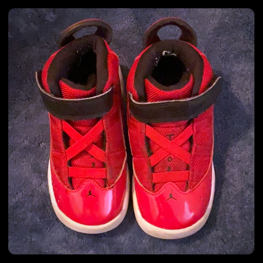 Red and White Jordan toddler size 8c